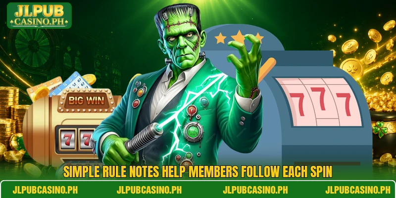 Simple rule notes help members follow each spin Simple rule notes help members follow each spin